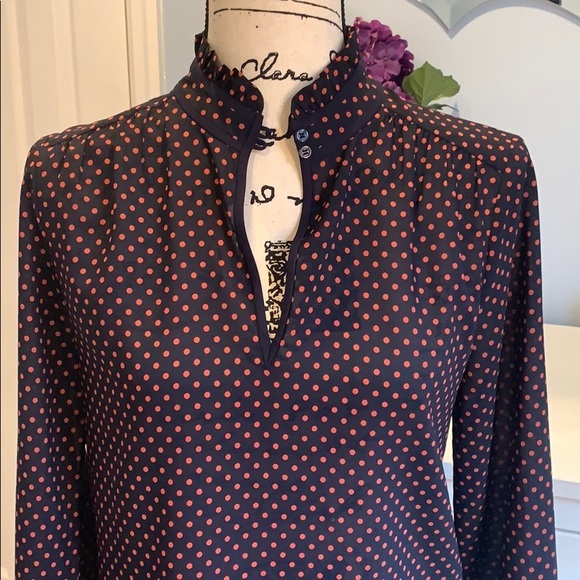 J. Crew Factory Print Ruffle Collar Blouse - Picture 2 of 7